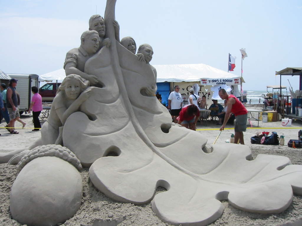 Sand sculpture festival Sandfest is held in Port Aransas, Texas