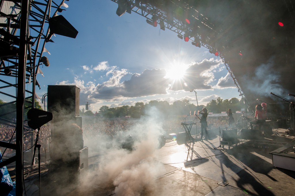 A band takes to the stage at London's Field Day
