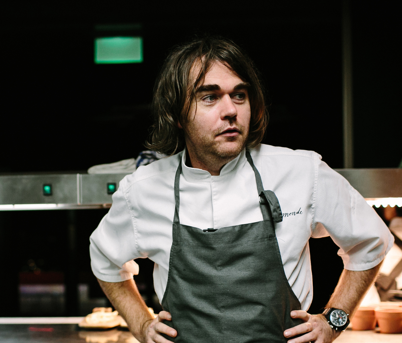 Shannon Bennett poses in the kitchen at his restaurant