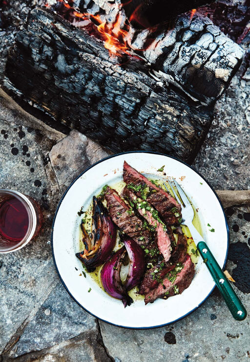Fire Licked Skirt Steak with Mammas Salsa Verde Small