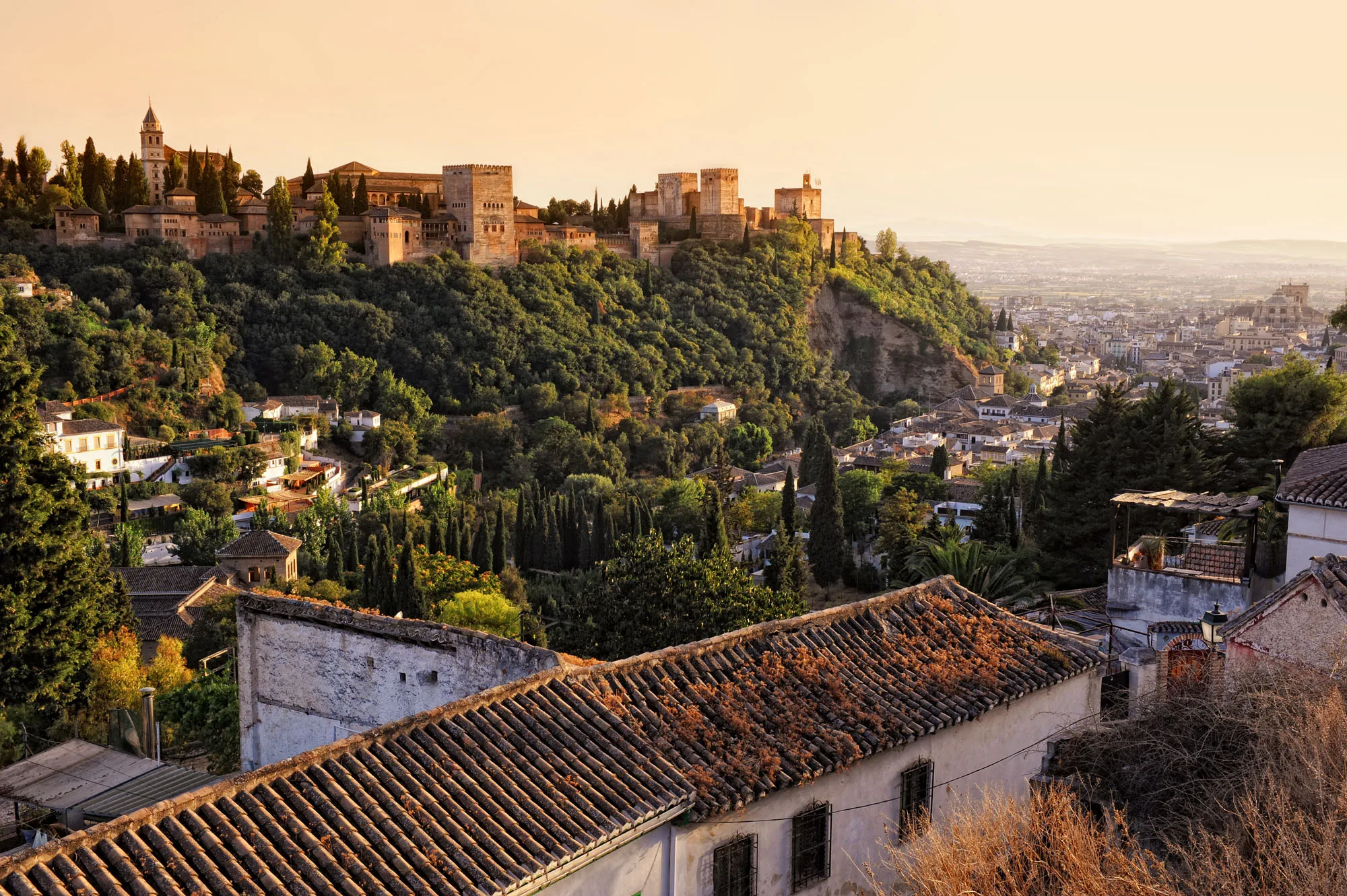View on Alhambra at sunset